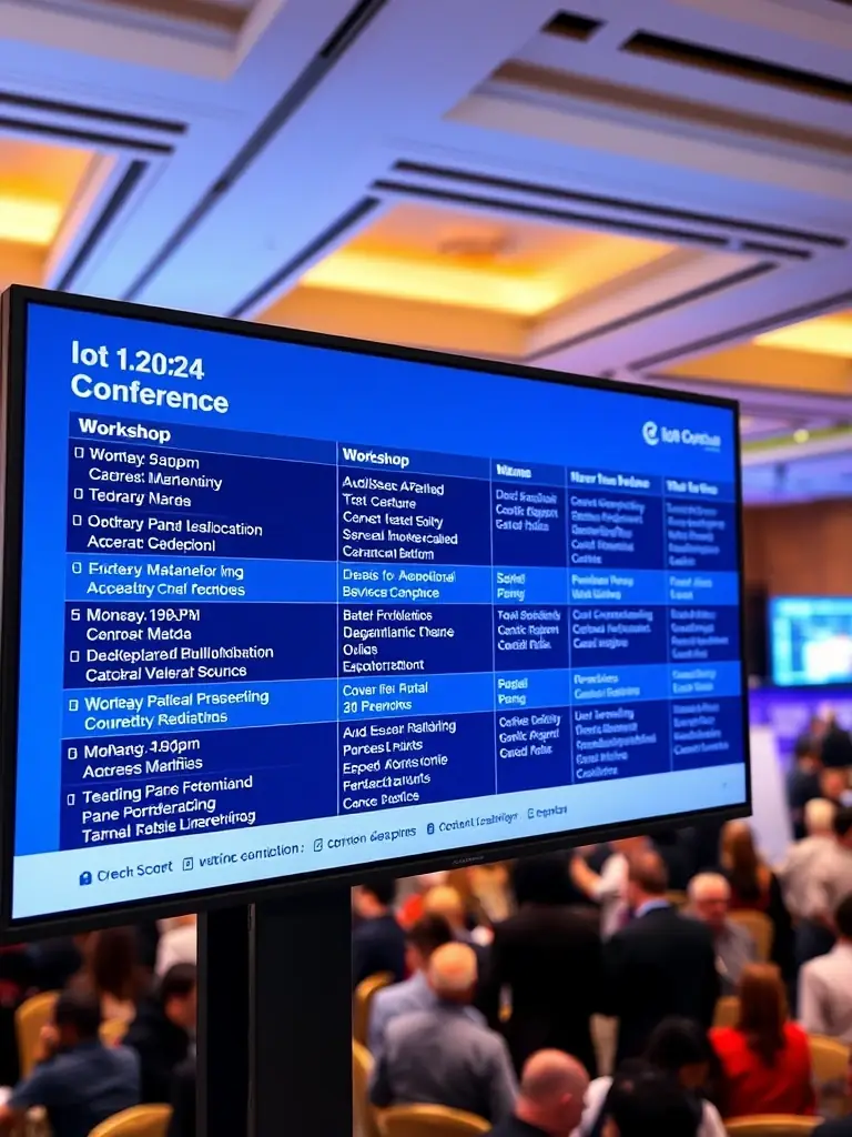 A photograph of the conference schedule for the IoT Forum Africa 2024, highlighting the workshops and panel discussions.